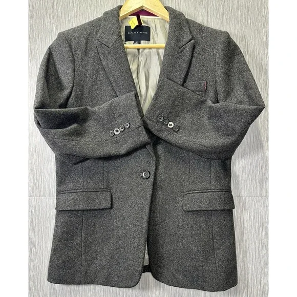 Banana Republic Gray Suit Size 12 Womens Wool Blend Lined Career Business - Picture 3 of 9